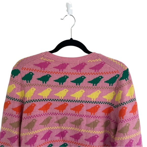 Boden Pink Multicolor Edie Fair Isle Sweater in Pink Birds Large - Picture 5 of 9